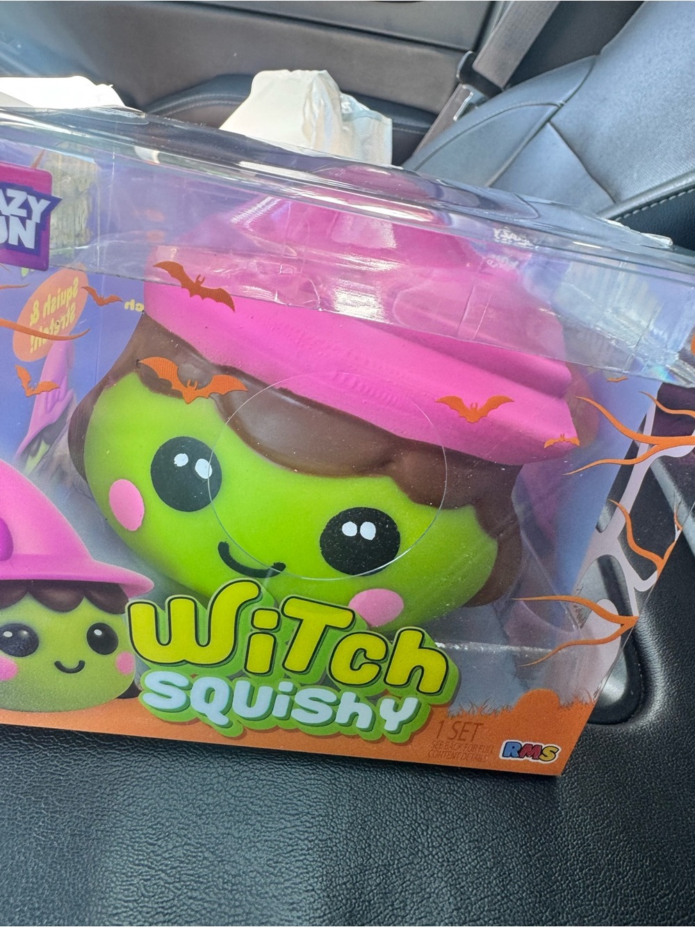 Witch Squishy Kids Toy - Green Body with Pink Hat